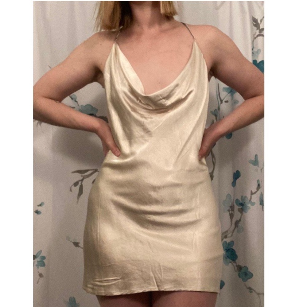 Forever 21 Satin Cowl Neck Mini Dress